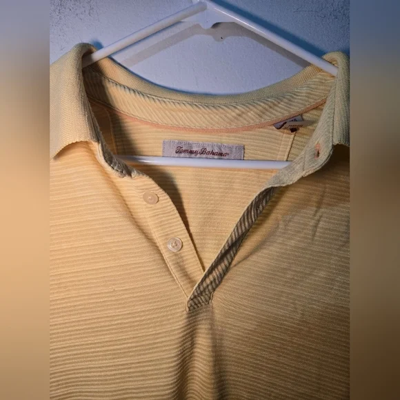 Tommy Bahama Polo Shirt Mens Size XXL Yellow Stripes Short Sleeve Collar 2XL - Picture 4 of 6